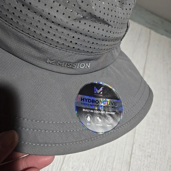 Mission Hydroactive Cooling UPF 50 OS Charcoal Gray Brim Bucket Hat 109979 - Picture 3 of 10